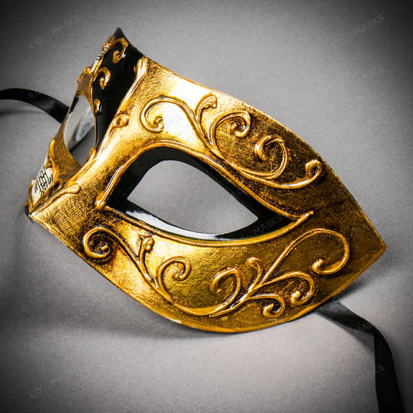 Phantom Of Opera Musical Masquerade Venetian Eye Mask - Black Gold - Picture 3 of 10